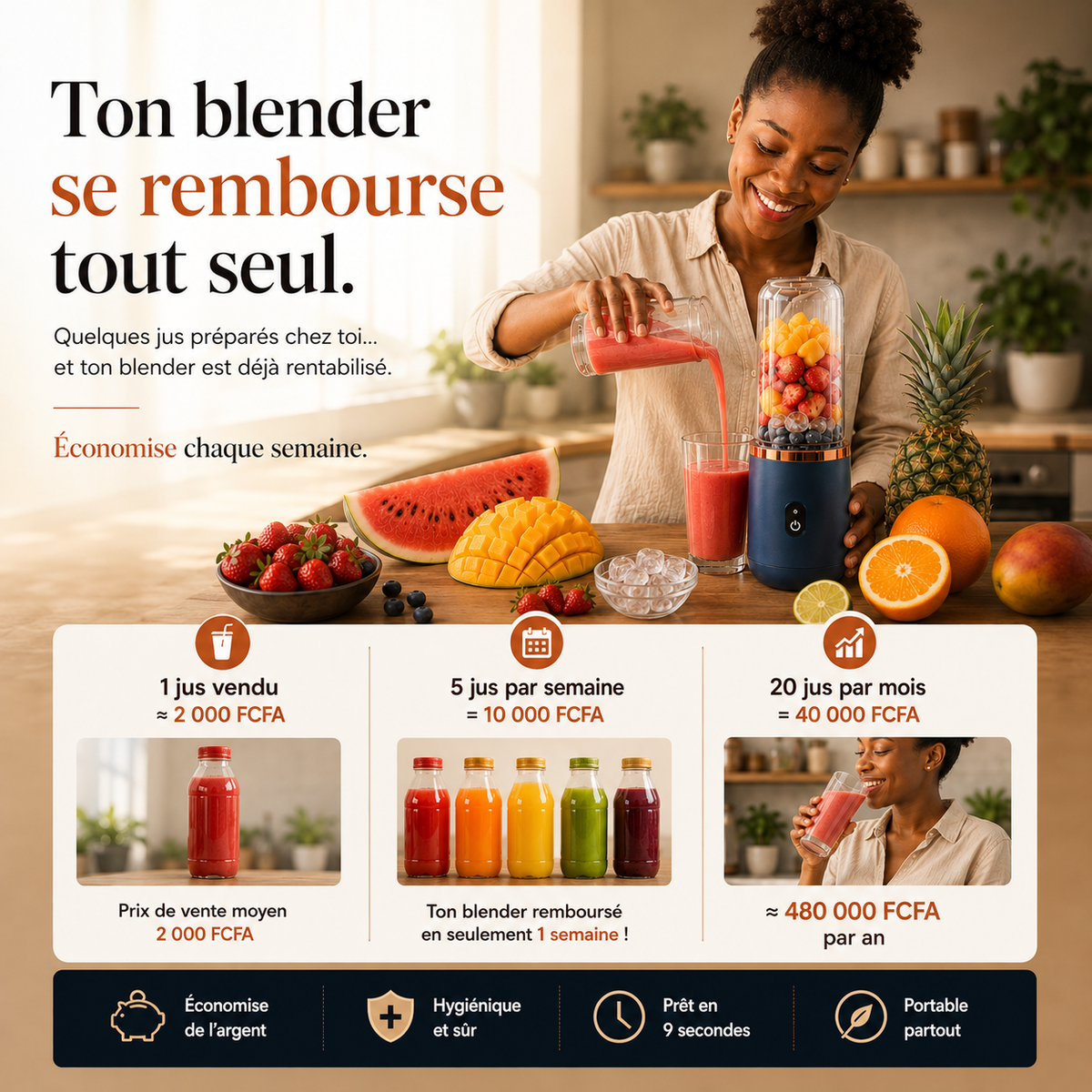 Le Mixeur Portable qui Prépare Ton Jus Frais en Seulement 9 Secondes