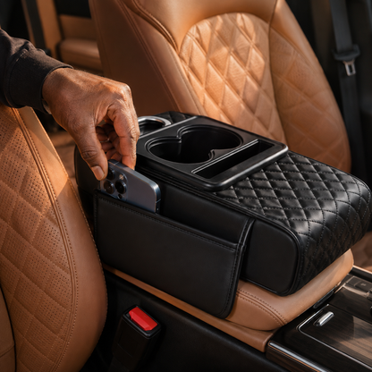 ConfortDrive™ — Organiseur Accoudoir Multifonction avec Porte-Gobelet