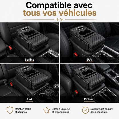 ConfortDrive™ — Organiseur Accoudoir Multifonction avec Porte-Gobelet