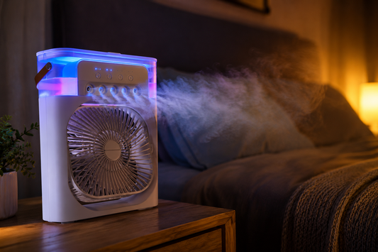 Ventilateur Brumisateur Portable — Fraîcheur & Air Humidifié Toute la Nuit