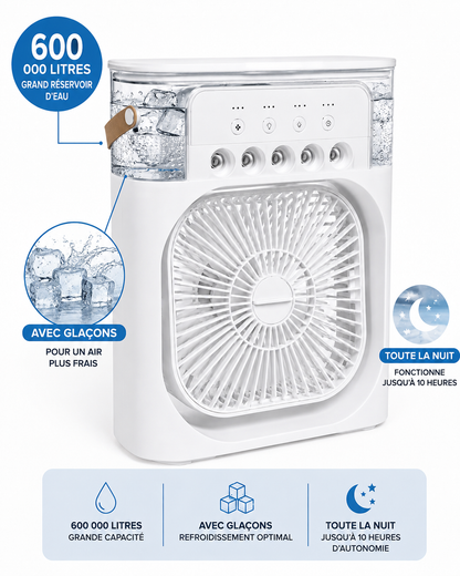 Ventilateur Brumisateur Portable — Fraîcheur & Air Humidifié Toute la Nuit