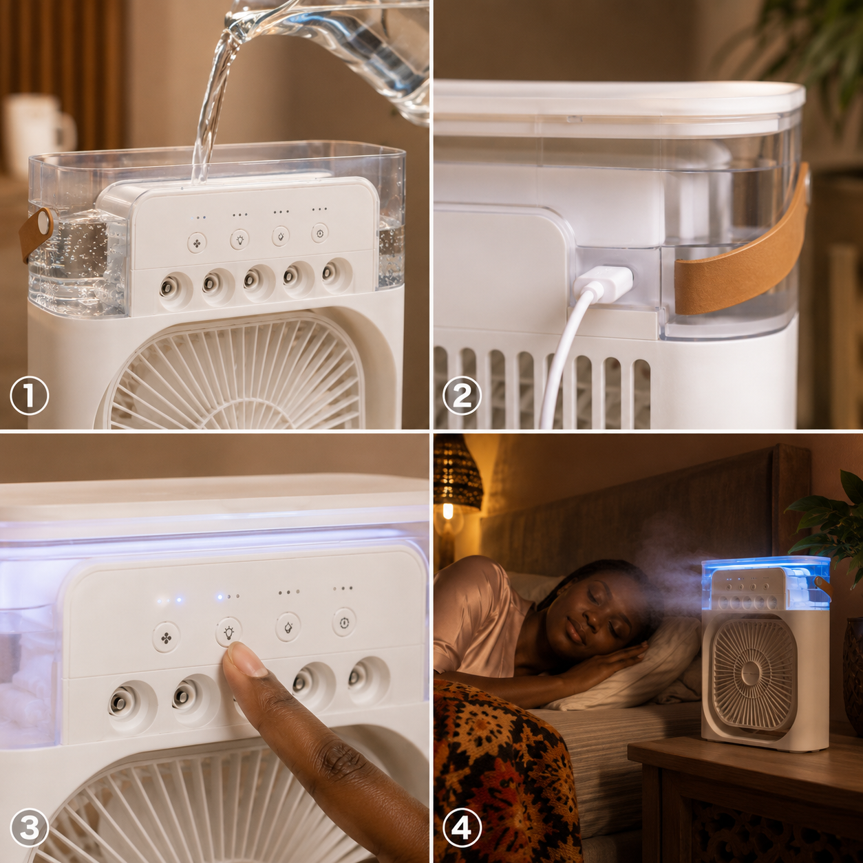Ventilateur Brumisateur Portable — Fraîcheur & Air Humidifié Toute la Nuit
