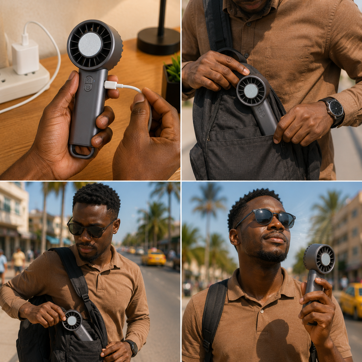 Mini Ventilateur Portable Rechargeable — Fraîcheur Instantanée Partout Où Tu Vas