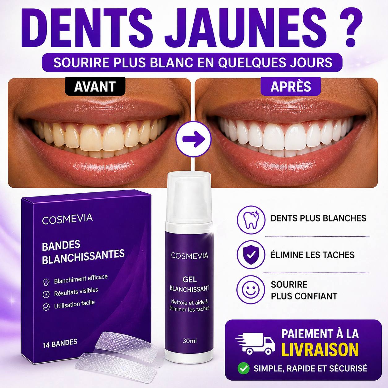 SmileGlow- Pack Dentrifrce Blanchissant probiotique(Élimine des années de taches)
